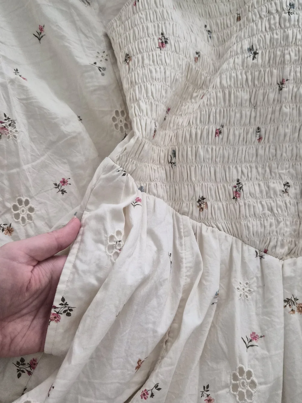 American Eagle Outfitters Cream Spaghetti-Strap Floral Maxi Dress - Picture 6 of 7